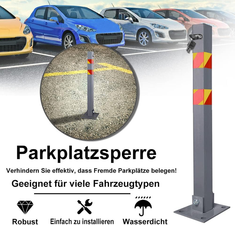 UISEBRT 2x Parkplatzsperre Parkpfosten Klappbar mit 3 Schlüssel - Robust und Stabil Absperrpfosten S