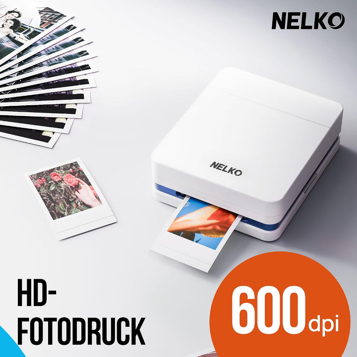Nelko Fotodrucker PP01 Farbe Tragbarer Mini Fotodrucker für Smartphone mit 20 Fotopapier, Tintenstra