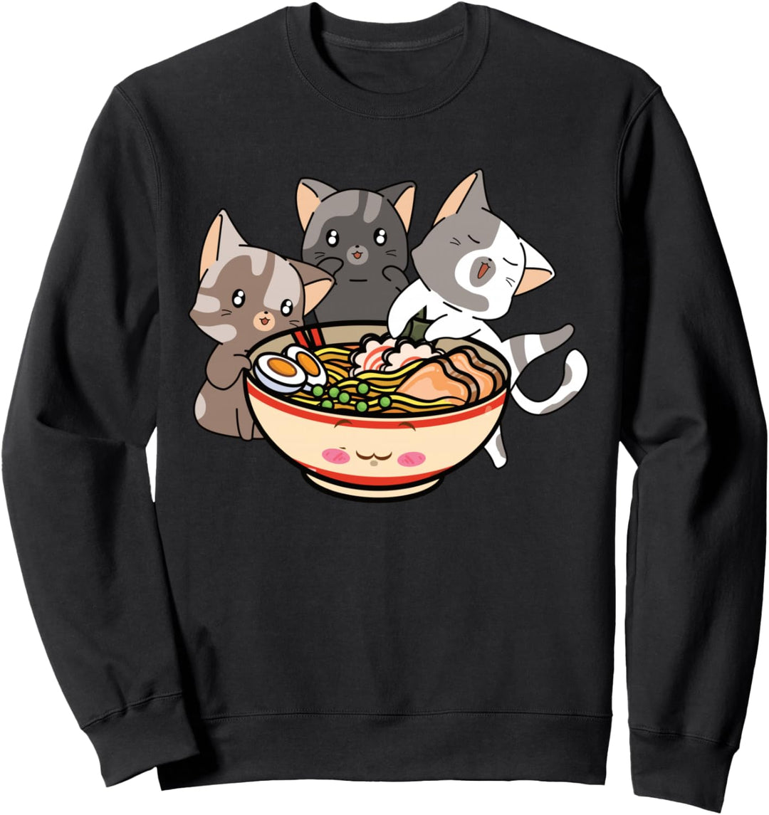 Katze und Ramen Katzen fressen Ramen Sweatshirt