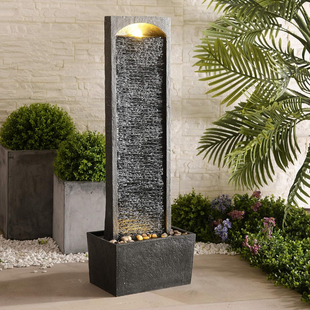 Peaktop - Garten Terrasse Stein 38 Zoll aufrechter Wasserfall Brunnen RJ-19041-EU