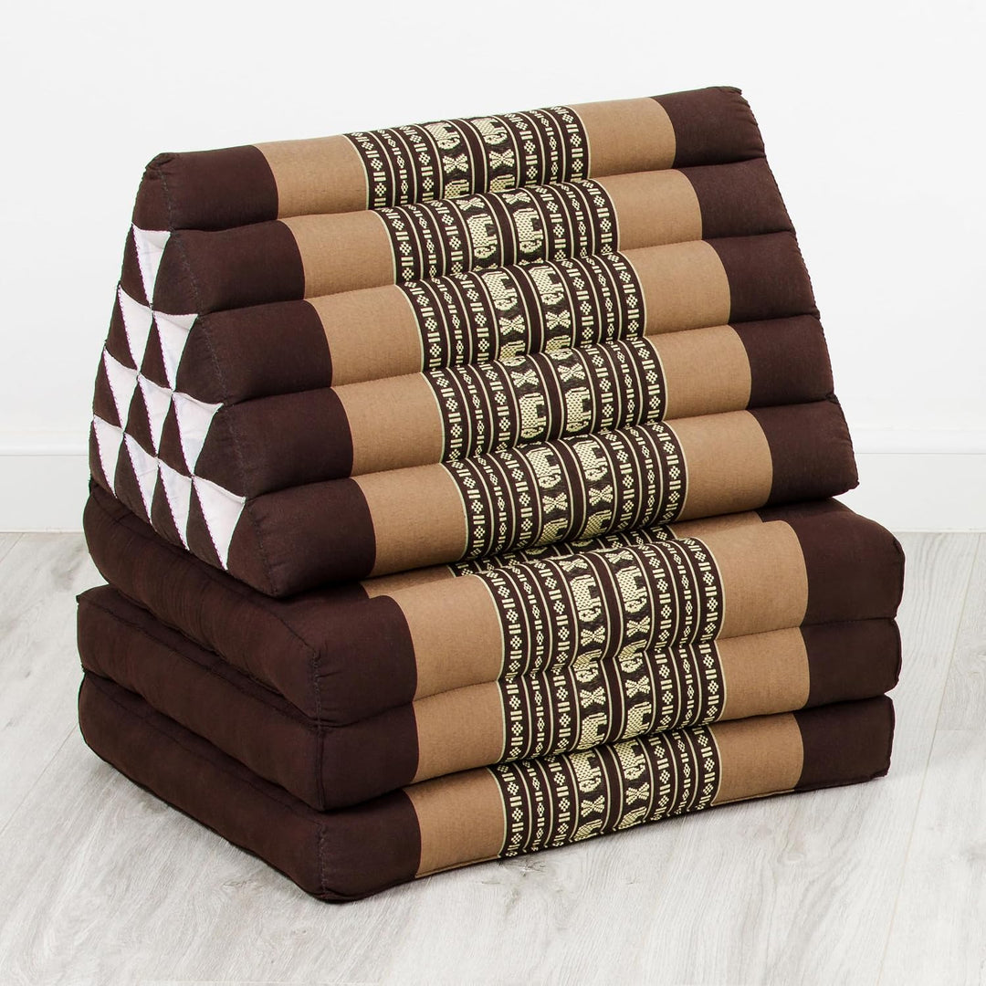 livasia Thaikissen 3 Auflagen extrahoch - 185x55x8cm - Dreieckskissen mit Klappmatratze, Kapok, Jumb
