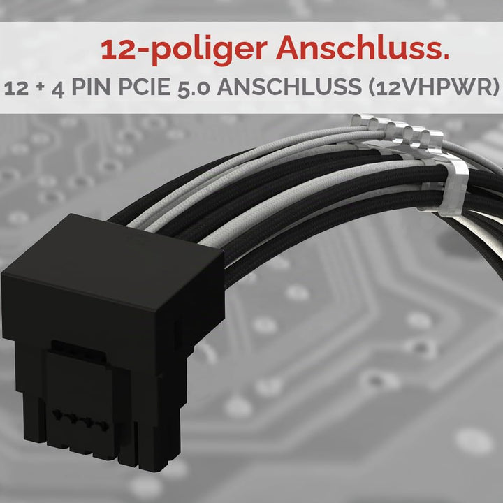 LINKUP - AVA PCIE 5.0 16Pin (12+4) mit Rechtswinkel zu 3x8Pin | 16AWG Umhüllt | Kompatibel mit RTX40