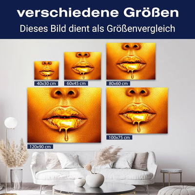 wandmotiv24 Leinwand-Bild Gold Collection, Grösse 40x30cm, Querformat, Frau Gold, tropfende Farbe, L