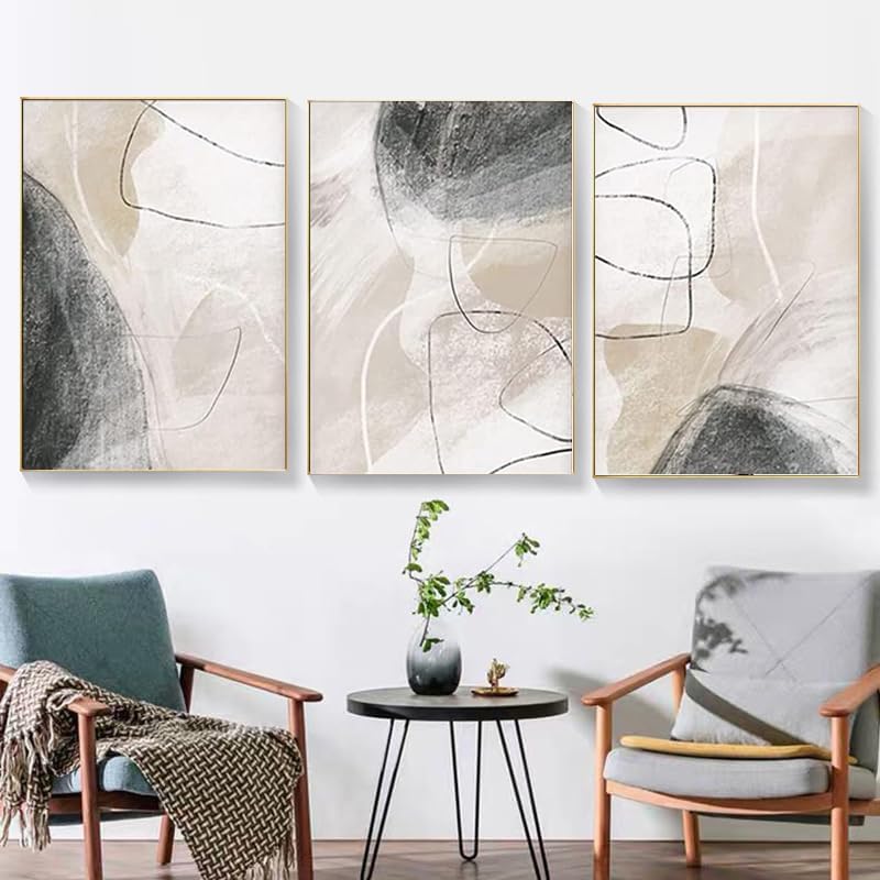UGZDEA Abstrakt Leinwand Poster 3er Set, Moderne Geometrie Formen Leinwand Bilder Wohnzimmer Schlafz