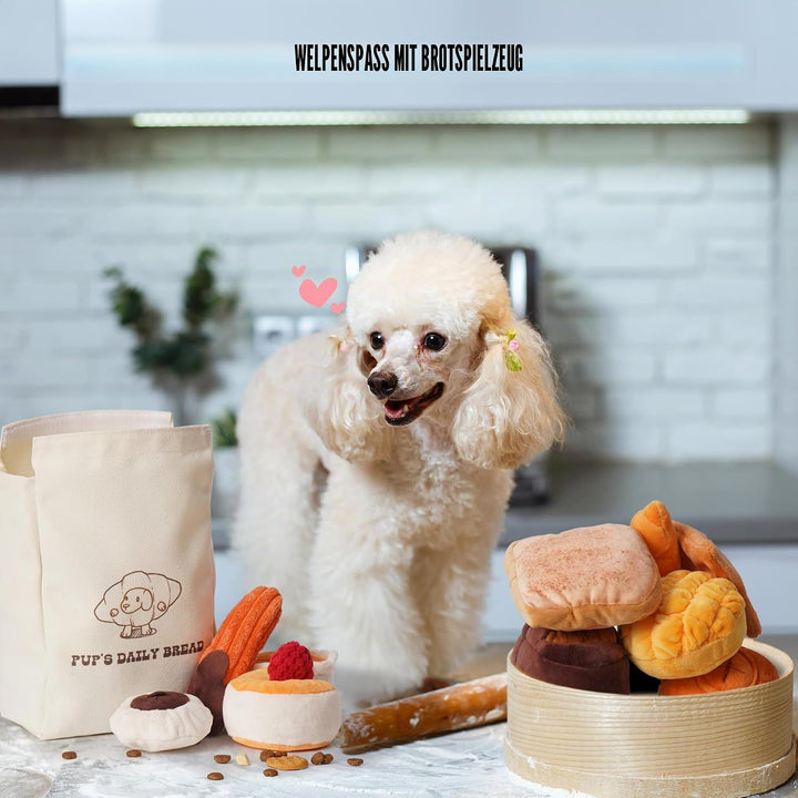 Nocciola 10 Stück Brot-Hundespielzeug mit Tragetasche, quietschendes, langlebiges Hundespielzeug geg