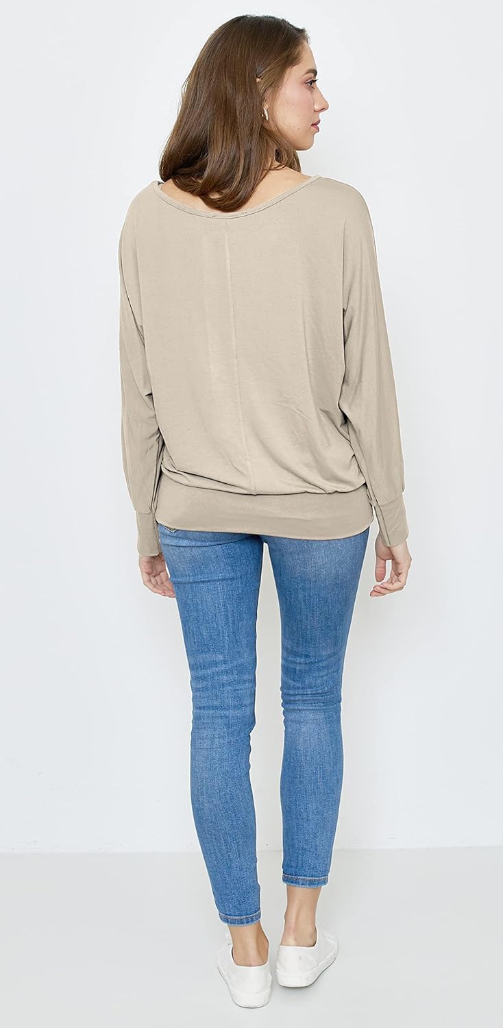 Van Der Rich ® - Oversize T-Shirt mit Fledermausärme - Damen Ml-beige L, Ml-beige L