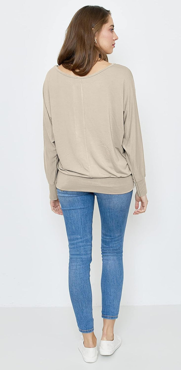 Van Der Rich ® - Oversize T-Shirt mit Fledermausärme - Damen Ml-beige M, Ml-beige M