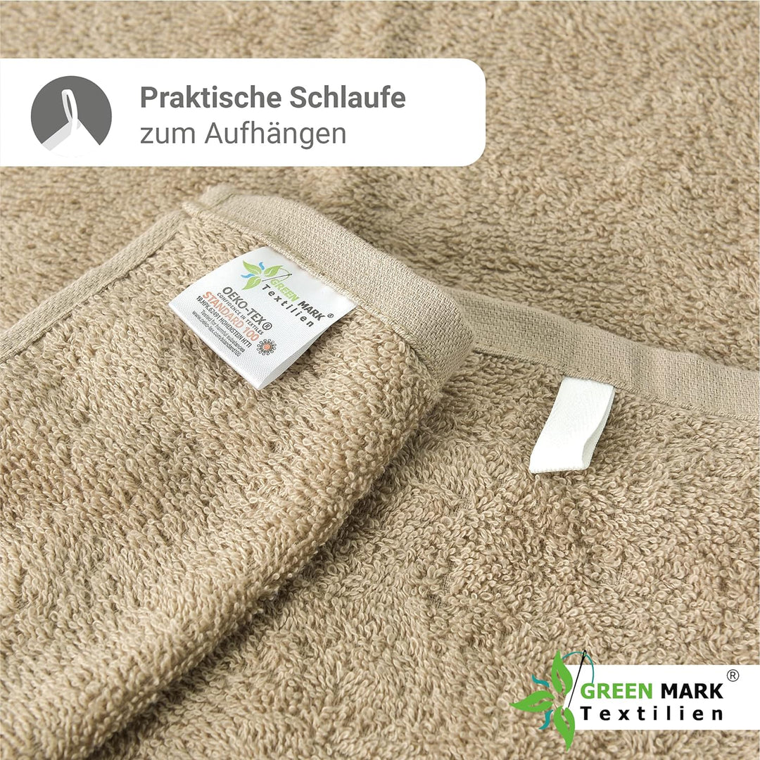 NatureMark 8er Spar-Pack Frottier Handtücher, Handtuch-Set, 50 x 100 cm, Sand/Beige, 100% Baumwolle,