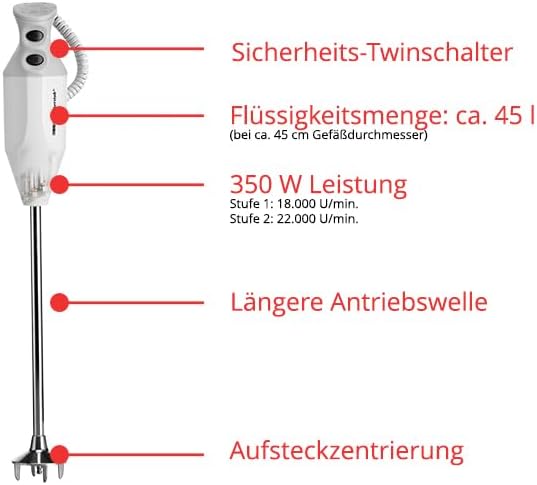 ESGE-Zauberstab G 350 Gastro Max, Stabmixer weiss inkl. Zubehör, bis zu 22.000 U/min, 90890, weiss/g