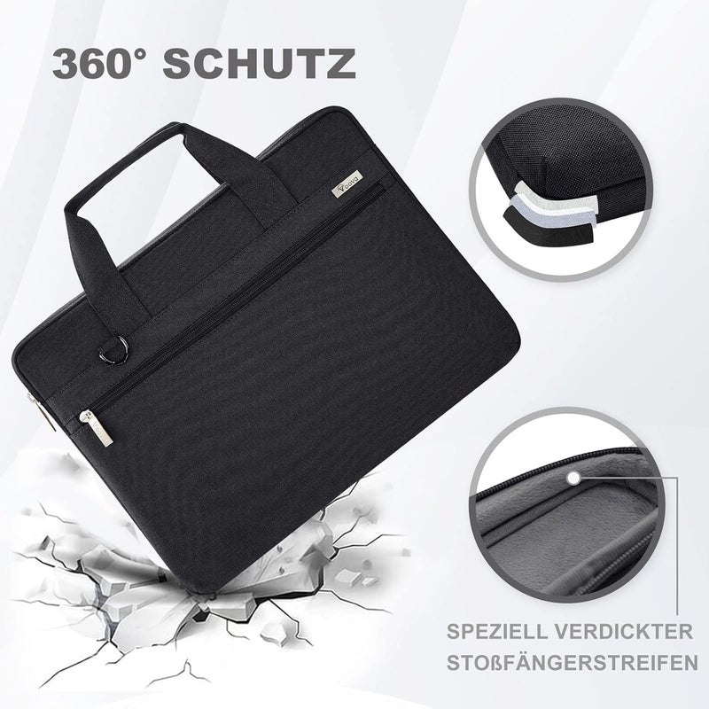 Voova Laptoptasche 360°Schutz 13 14 15,6 16 17 17,3 Zoll, Wasserdicht Stossfest Umhängetasche, mit S