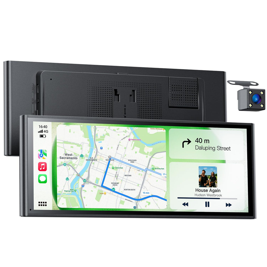 9,26" Wireless Car Play Display für Apple CarPlay &amp; Android Auto – Tragbares Auto-Display mit Rückfa