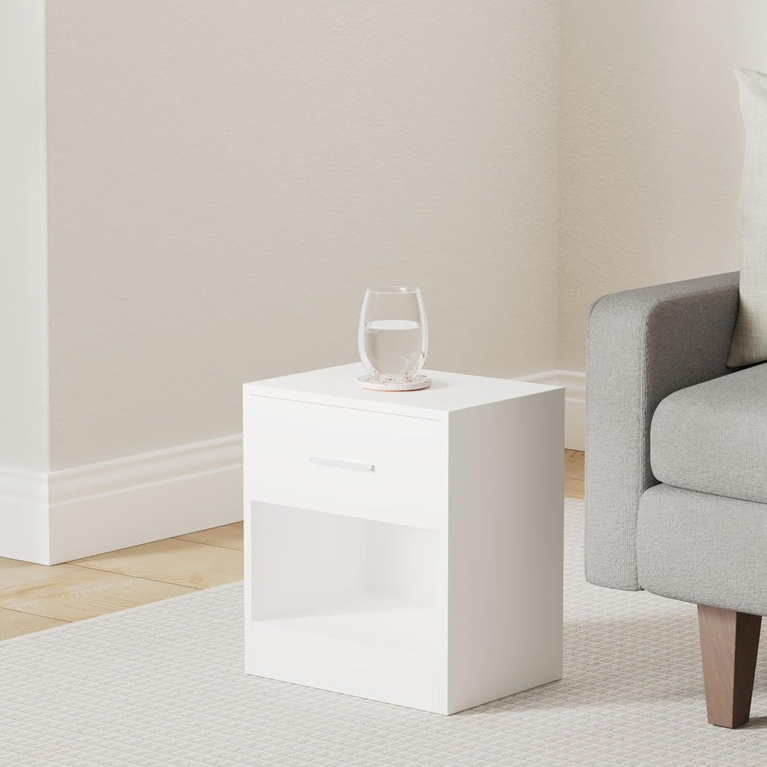 VASAGLE Nachttisch, 2er Set, Beistelltisch, mit Schublade, Griff, offenes Fach, Couchtisch, für Schl