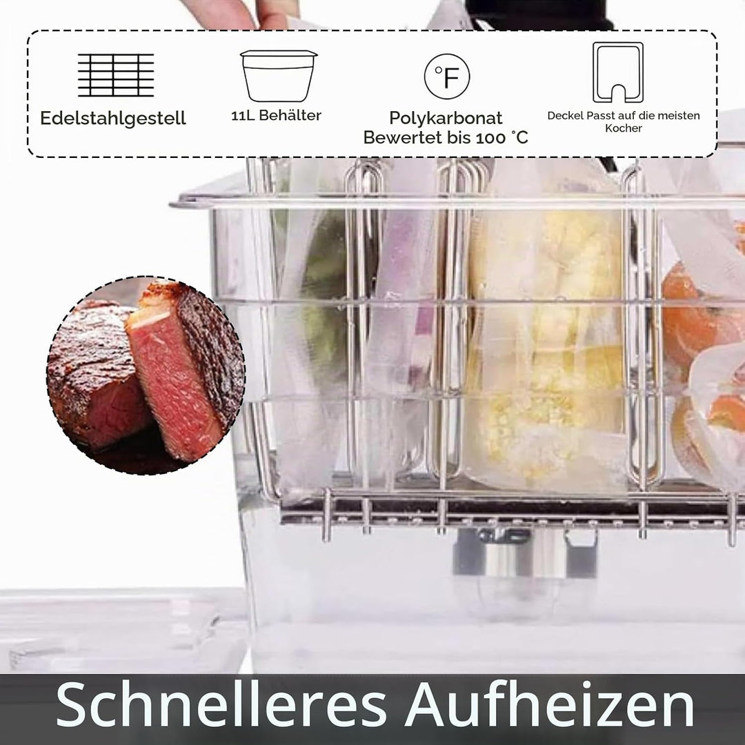 Sous Vide Behälter, 11 L 32,5x26,5x20cm Sous Vide Container mit Deckel und Rack Gastronormbehälter F
