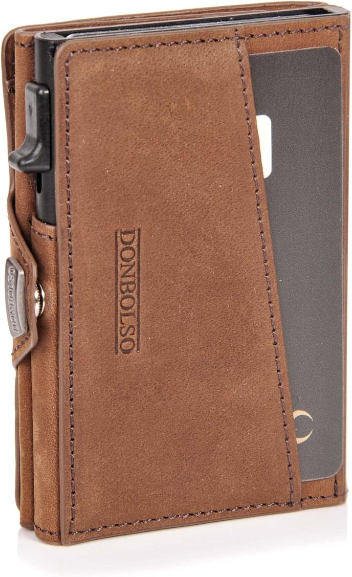 DONBOLSO Wallet Flip I Slim mit Flipcase I Leder Geldbeutel mit RFID Schutz I Schmale Geldbörse mit