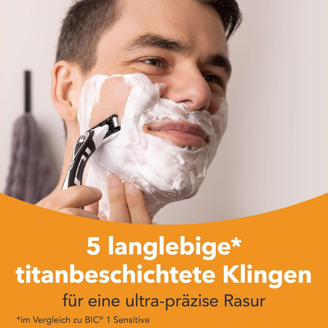 BIC Hybrid 5 Flex Rasierer Herren, Nassrasierer mit 10 Wechselklingen mit je 5 Klingen, mit Aloe Ver