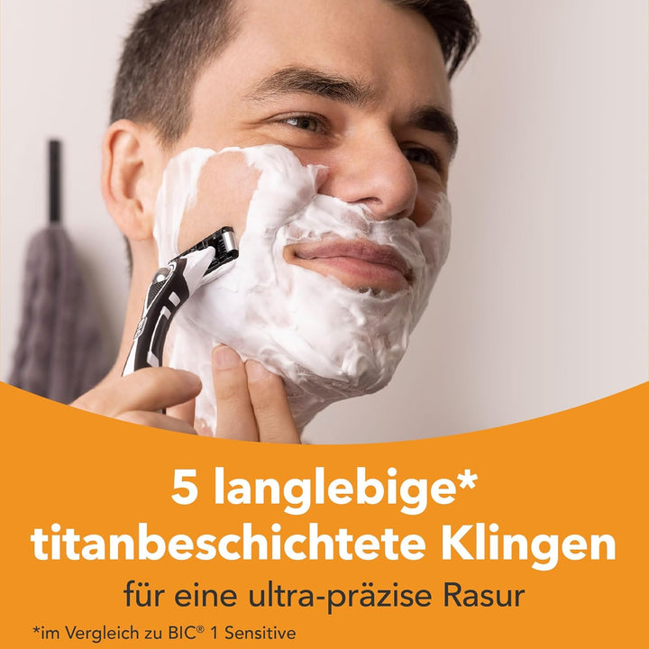 BIC Hybrid 5 Flex Rasierer Herren, Nassrasierer mit 10 Wechselklingen mit je 5 Klingen, mit Aloe Ver