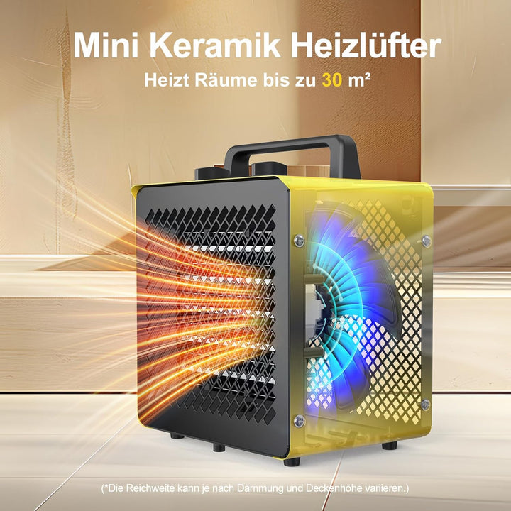 Keramik Heizlüfter 3000 Watt Klein Heizstrahler Bauheizer Bautrockner mit Thermostat & 3 Heizstufen