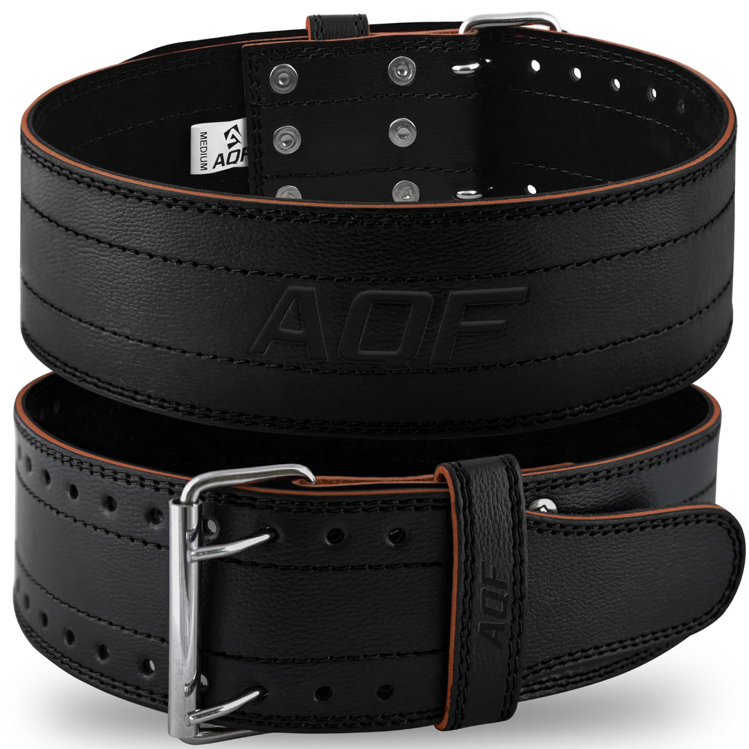 AQF Gewichthebergürtel Herren - 6mm 100% Echtem Leder Trainingsgürtel Schwarz S, Schwarz S