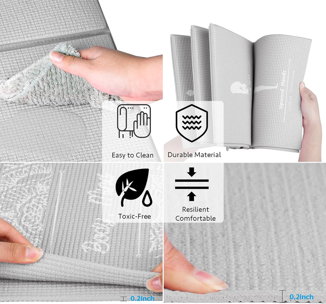 Faltbare Yogamatte für Frauen, rutschfeste Übungsmatte für Home Gym, Reise Yoga Set mit Stretch Stra
