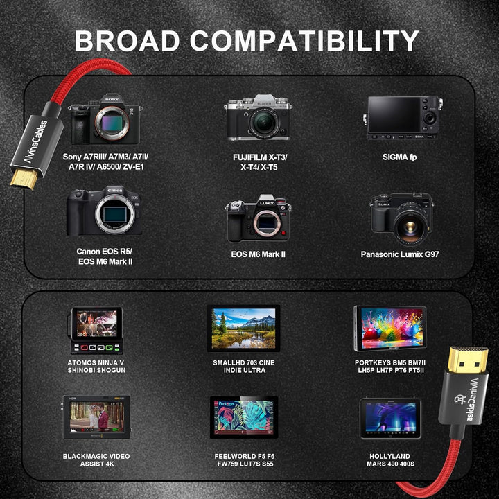 Alvin's Cables 8K 2.1 Micro HDMI auf HDMI Spiralkabel für Atomos Ninja V, 8K@60Hz 4K@60Hz High-Speed