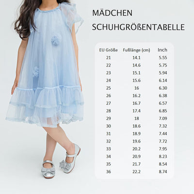 DADAWEN Klein Mädchen Mary Jane Ballerinas Prinzessin Taufschuhe 23 EU Silber, 23 EU Silber