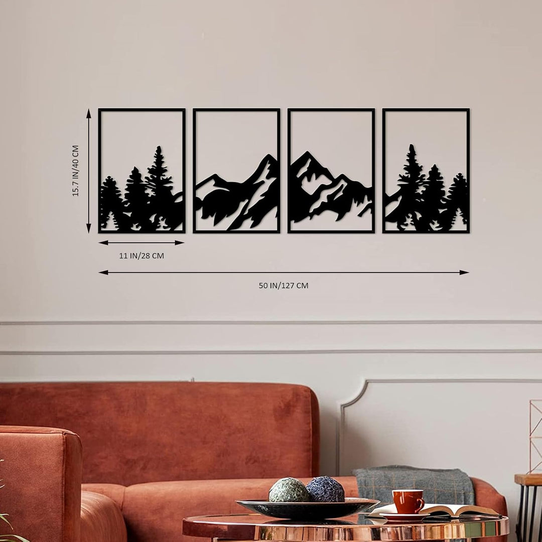 ESTART 4 Stück Metall Berg Wandkunst, grosse Berge Wanddekoration, Bergflüsse, dekoratives Gemälde,