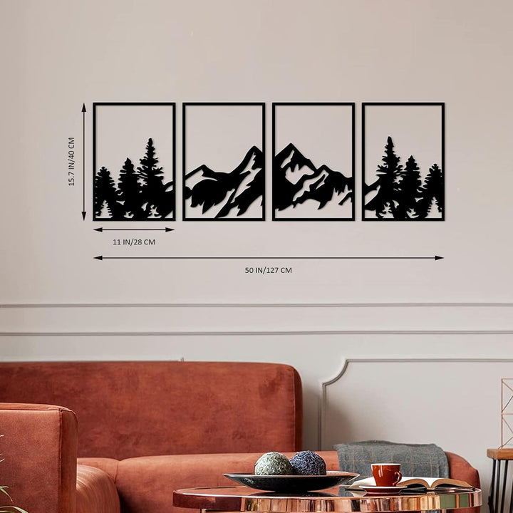 ESTART 4 Stück Metall Berg Wandkunst, grosse Berge Wanddekoration, Bergflüsse, dekoratives Gemälde,