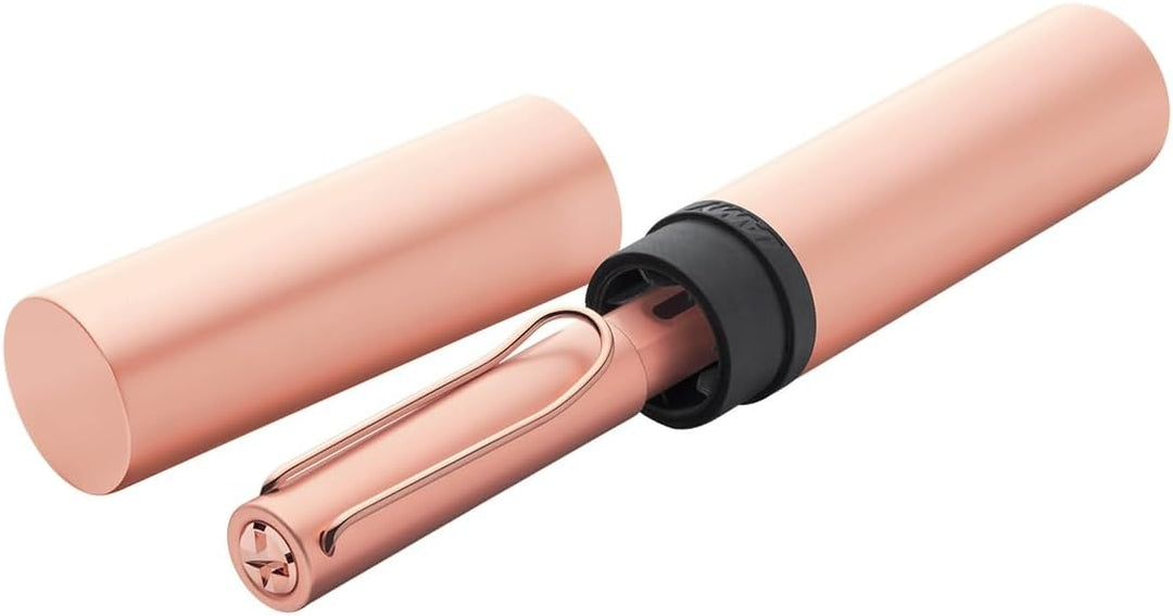 LAMY Lx Füllhalter 076 – Füller aus Aluminium in der Farbe Roségold mit transparentem Griffstück und