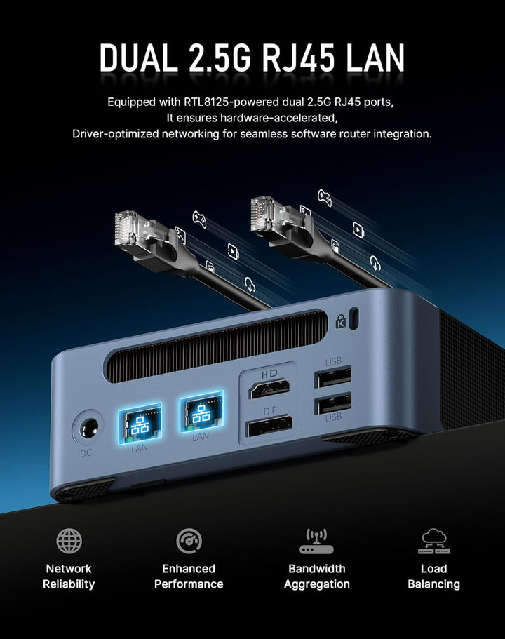 BOSGAME Mini-PC E5 mit AMD Ryzen 5300U, 16 GB DDR4 RAM 1TB SSD(64G+4TB), mini pc Win 11 Pro, Dual LA