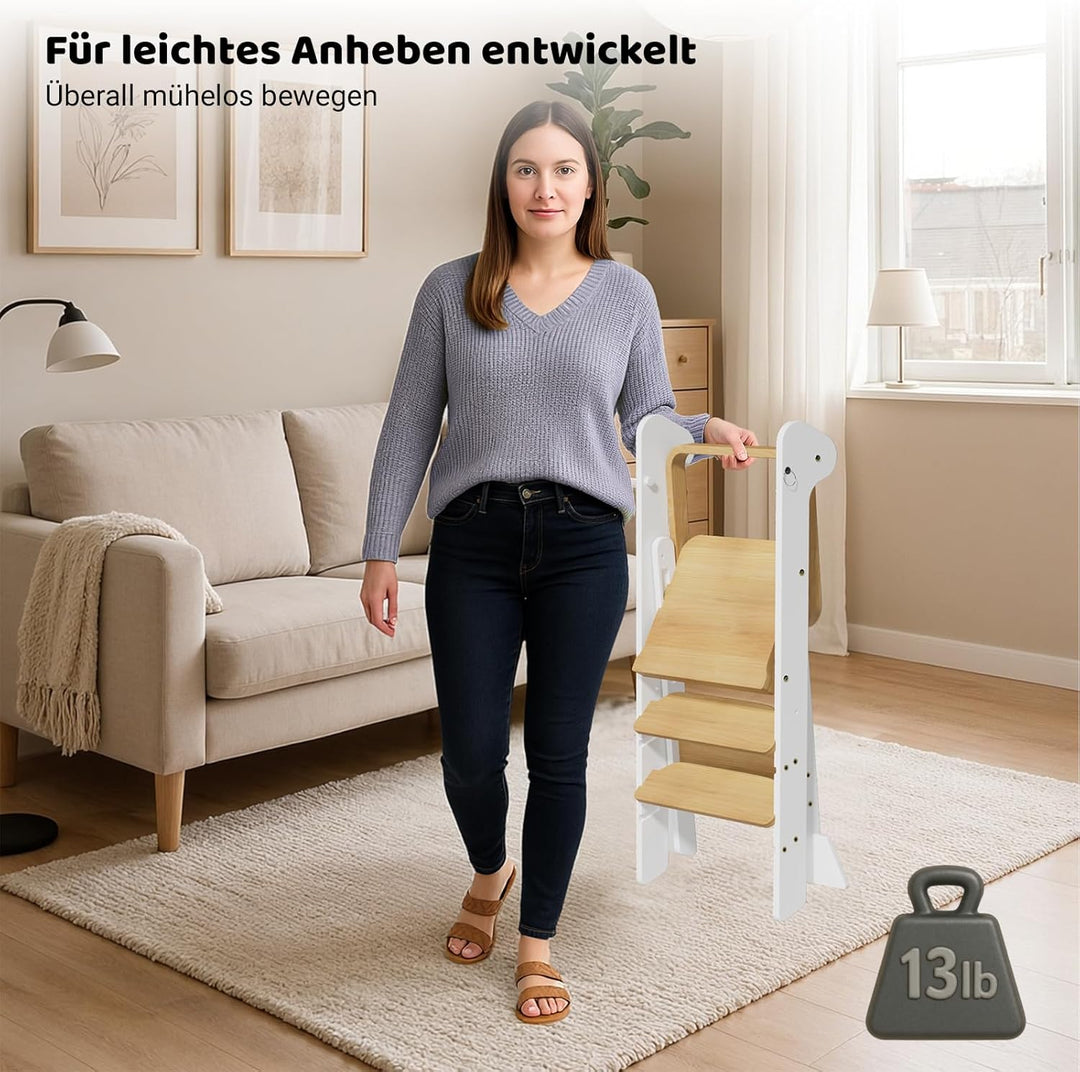 COSYLAND Lernturm ab 1 Jahr klappbar – iF Design Award Gewinner, höhenverstellbarer Lernturm mit Sic