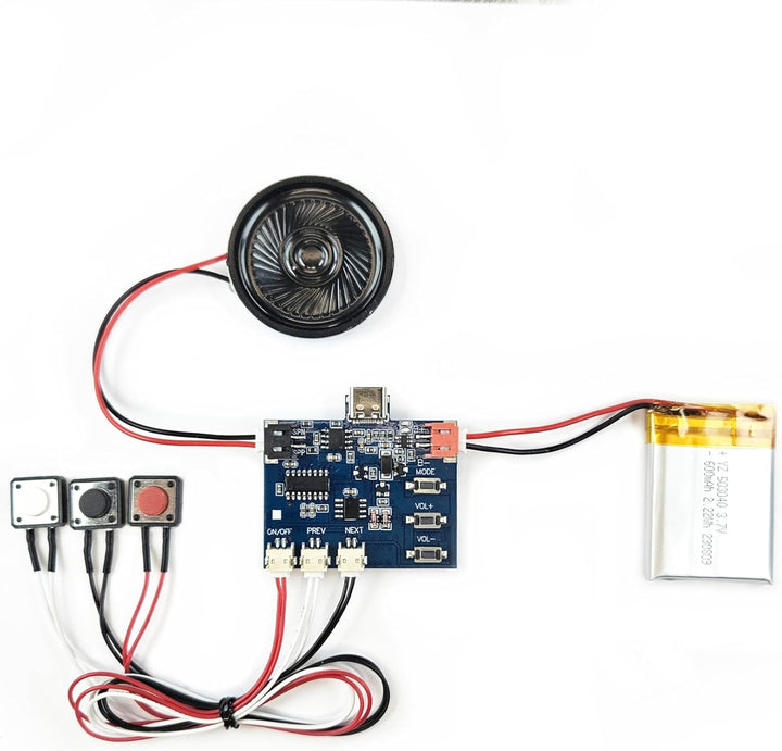 MP3 Soundmodul mit 3 Tasten, 3 Wiedergabeoptionen (Nicht Loop, Loop und Zufall), 128 MB Speicher, wi