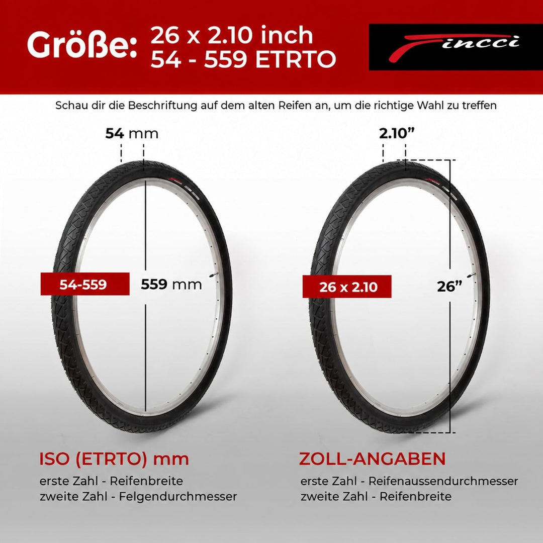 Fincci 26 x 2,10 Zoll 54-559 Slick Reifen für Cityräder Rennräder Mountain MTB Hybrid Fahrrad Pair,