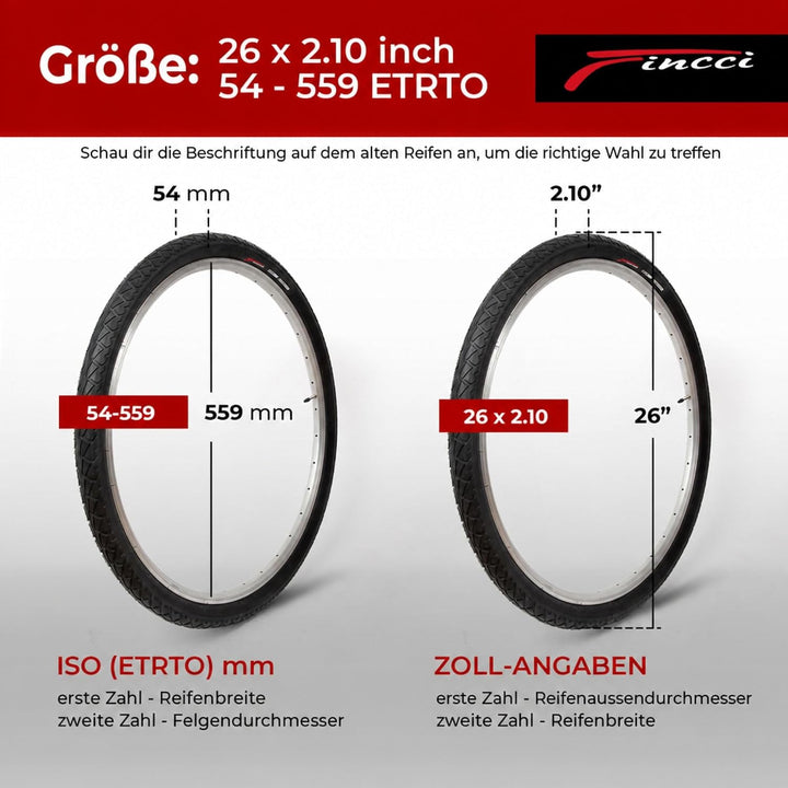 Fincci 26 x 2,10 Zoll 54-559 Slick Reifen für Cityräder Rennräder Mountain MTB Hybrid Fahrrad Pair,