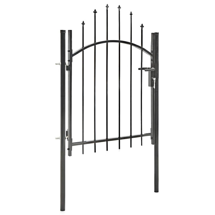 vidaXL Gartentor mit Gewölbter Spitze Metalltor Zauntor Gartentür Zauntür Hoftor Hoftür Tor Pforte G