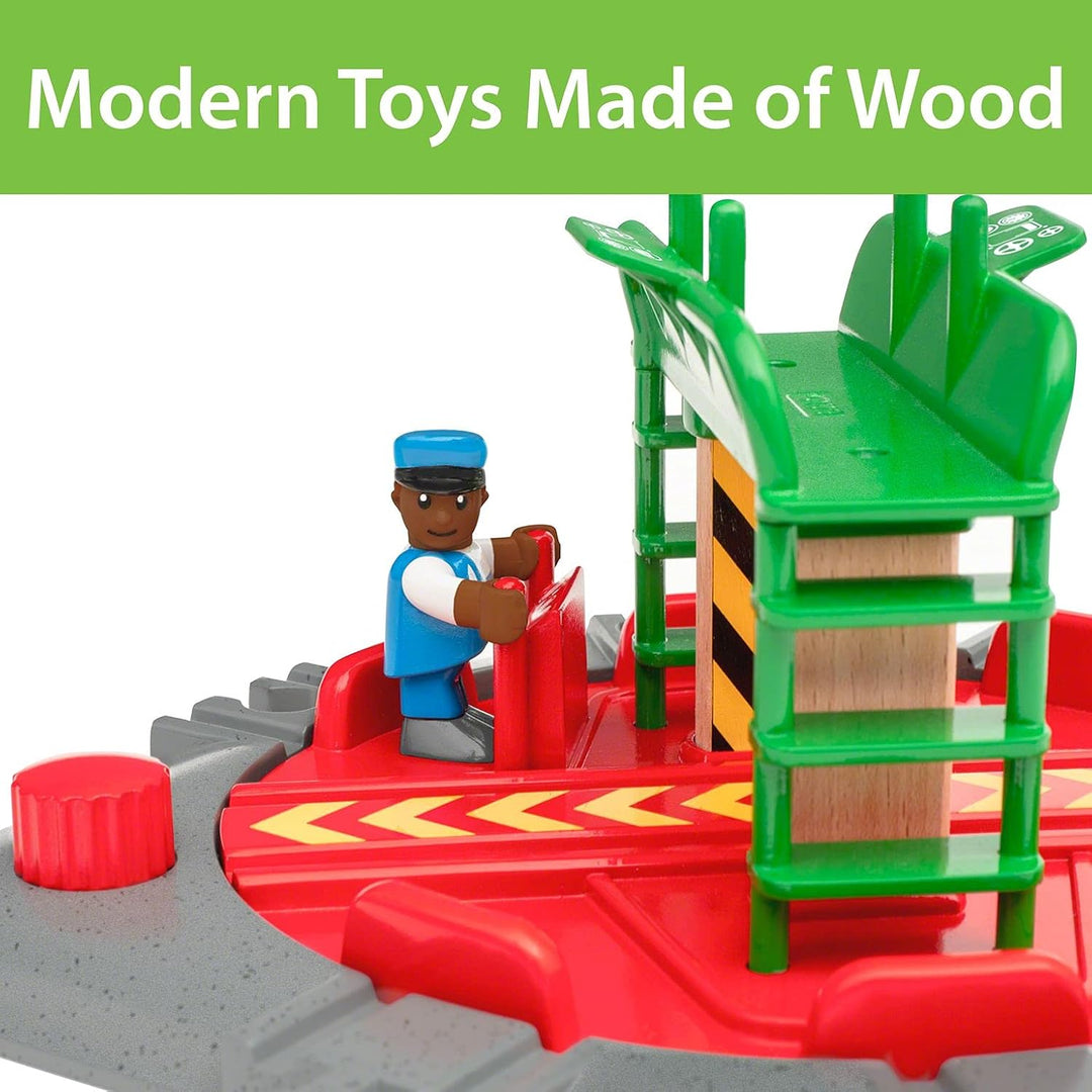 BRIO Bahn 33476 - Lok-Drehscheibe mit Kontrollbrücke & World 33754 Magnetisches Glockensignal – Eise