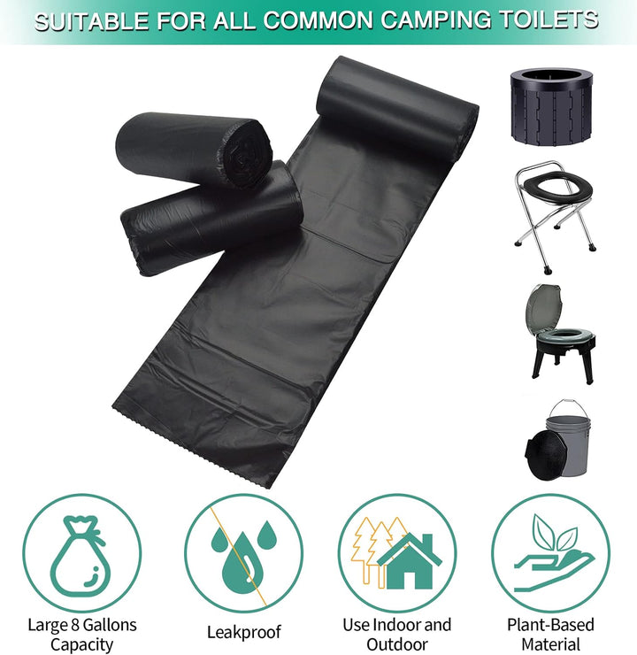 Sailortenx 60 tragbare Toilettenbeutel, 100% kompostierbar, 2,5 l, Camping-Toilettenbeutel, Verwendu