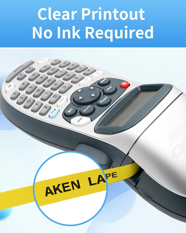 Aken Plastic A91222 Kompatibel mit Dymo LetraTag Etikettenband Gelb 12mm x 4m, Kompatibel mit Dymo L
