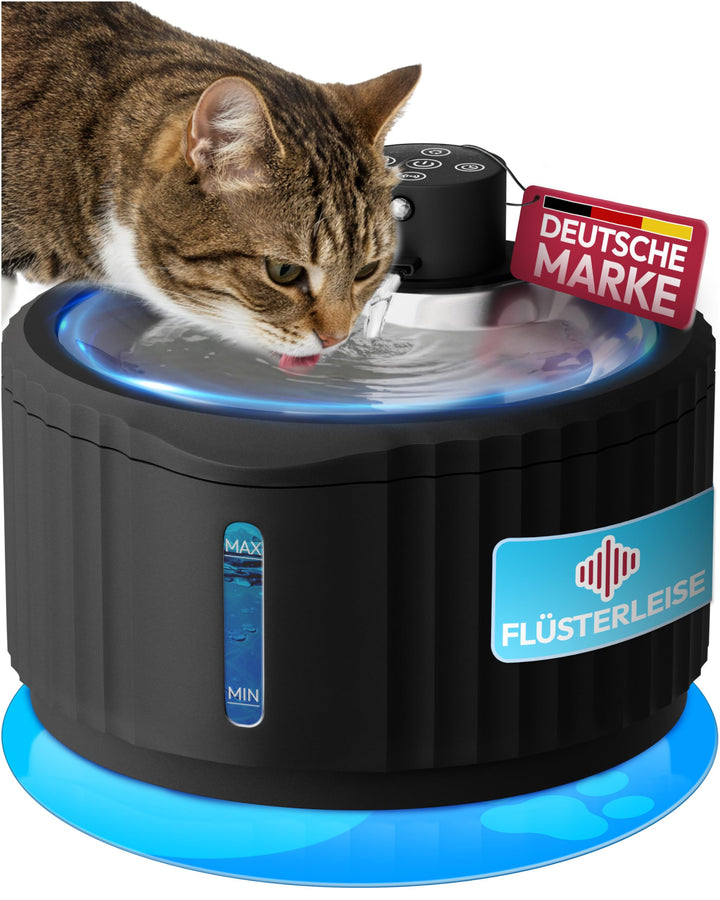 Miaura® Katzenbrunnen kabellos und super leise - Trinkbrunnen für Katze 2.8L Kapazität - Katzen Trin