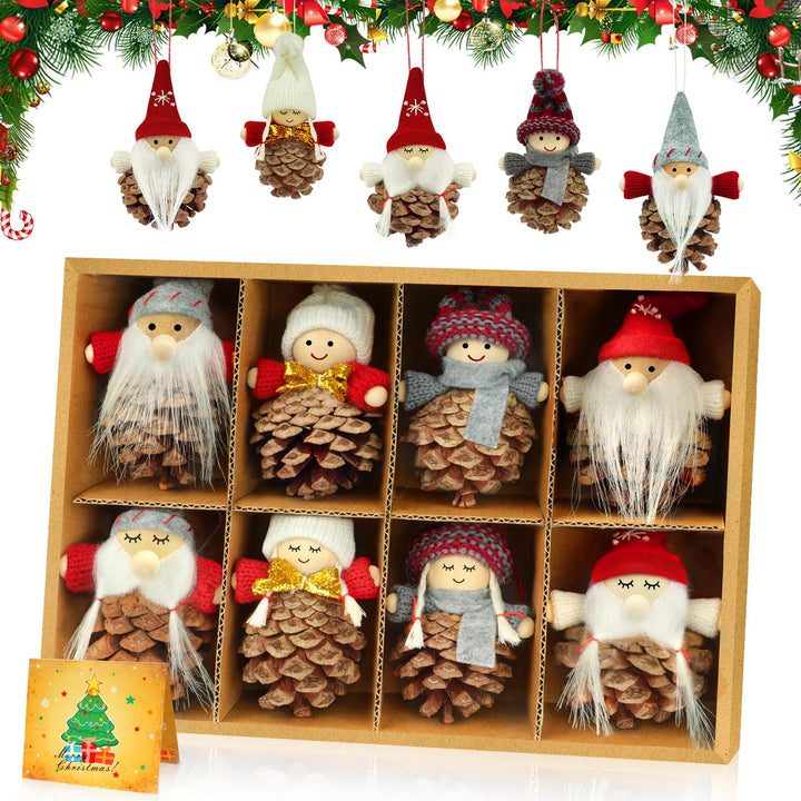 Wichtel Klein Weihnachtsbaumschmuck,8 Stück Tannenzapfen Weihnachtsbaum Anhänger,Weihnachtswichtel K