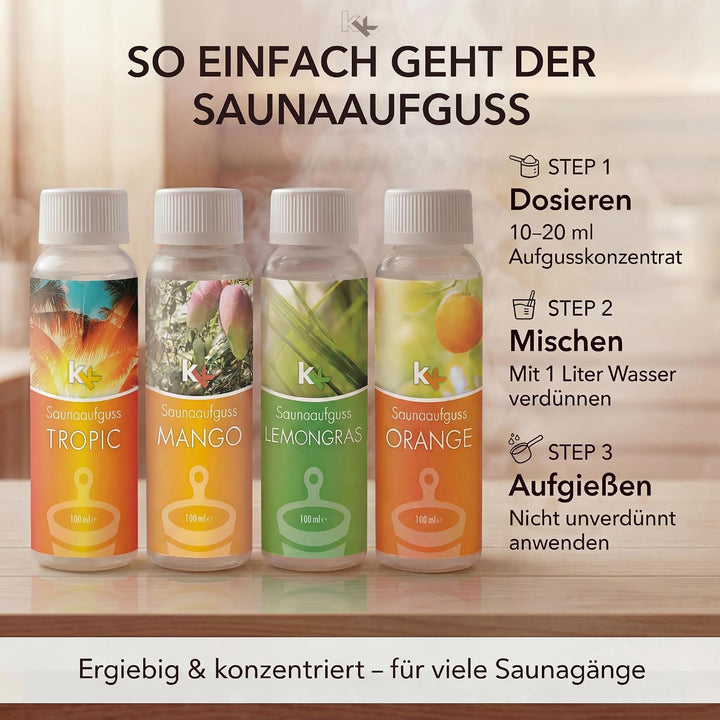KK Saunaaufguss-Set Karibik - Made in Germany - 4 verschiedene Duftsorten in einem Set - Tropic, Man