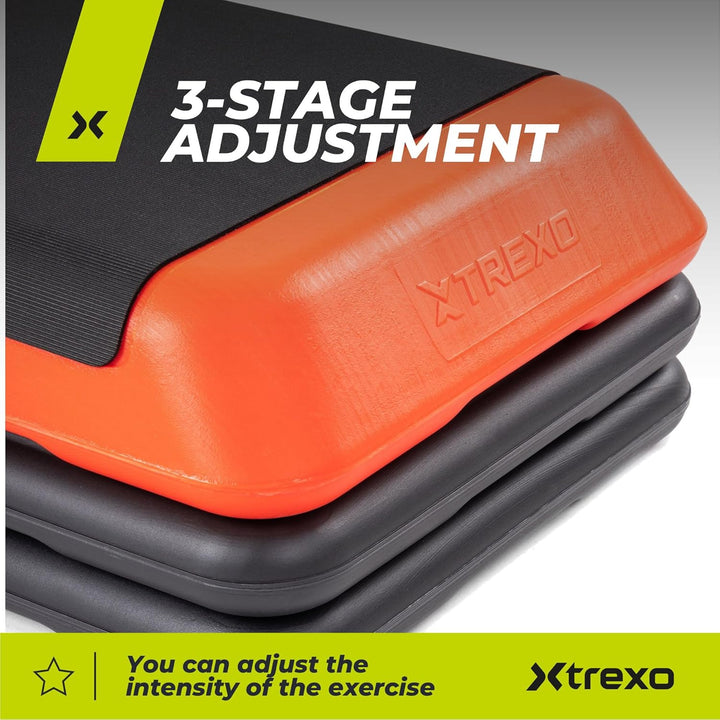 TREXO Stepper Für Zuhause - Aerobic Step mit 3-Stufiger Höhenverstellung, Fitness & Sport - Training
