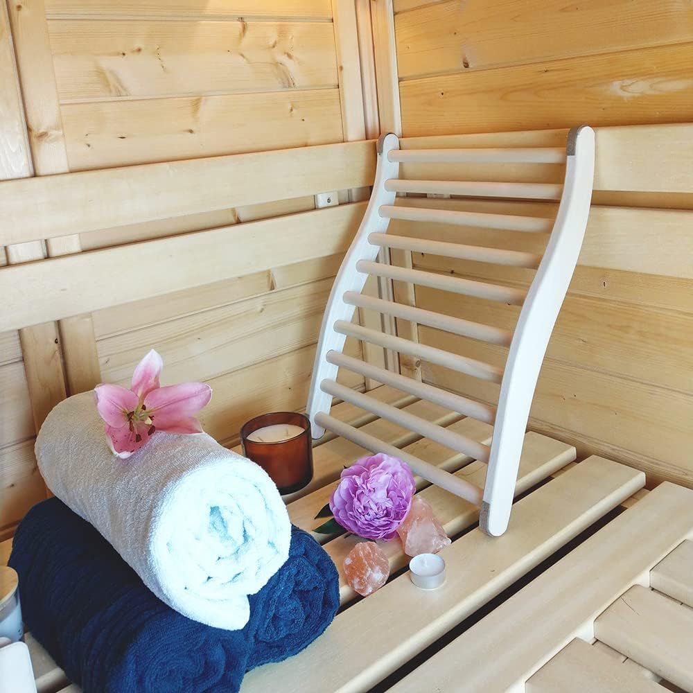 2X HOFMEISTER® Sauna Rückenlehne, 51 cm, Linden-Holz für hohe Temperaturen, ergonomisch geformt, rut