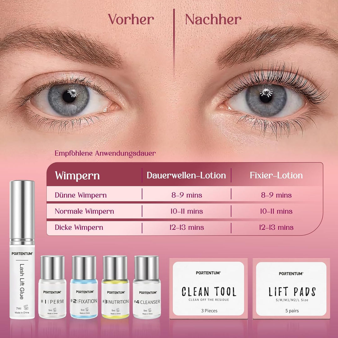 PORTENTUM Wimpernlifting Set, 2026 Aktualisiertes Lash Lifting Set, Professionelles Semipermanentes