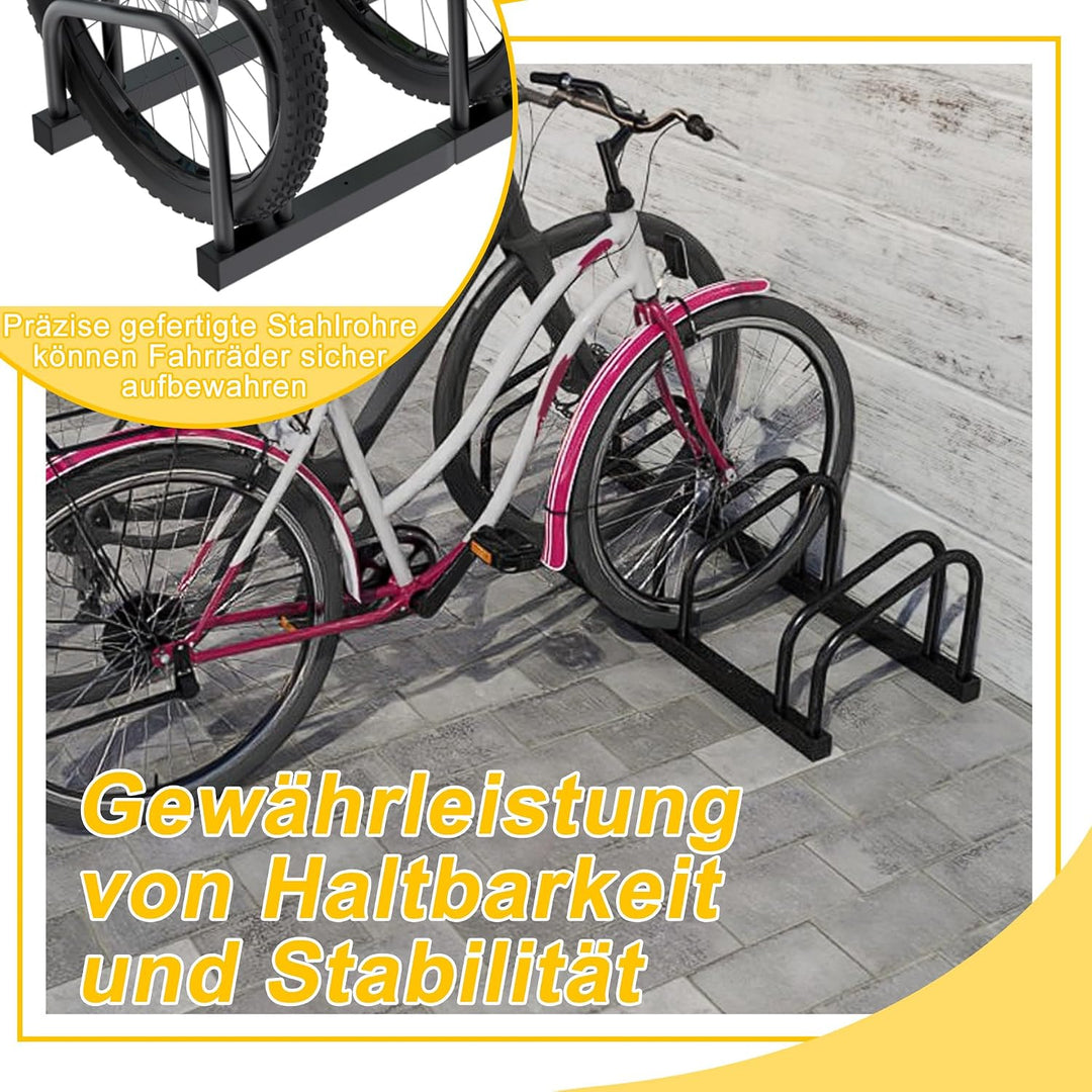 Froadp Fahrradständer Boden für 6 Fahrräder,Mehrfachständer für 30-65mm Reifenbreite, Galvanisierter