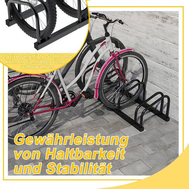Froadp Fahrradständer Boden für 6 Fahrräder,Mehrfachständer für 30-65mm Reifenbreite, Galvanisierter