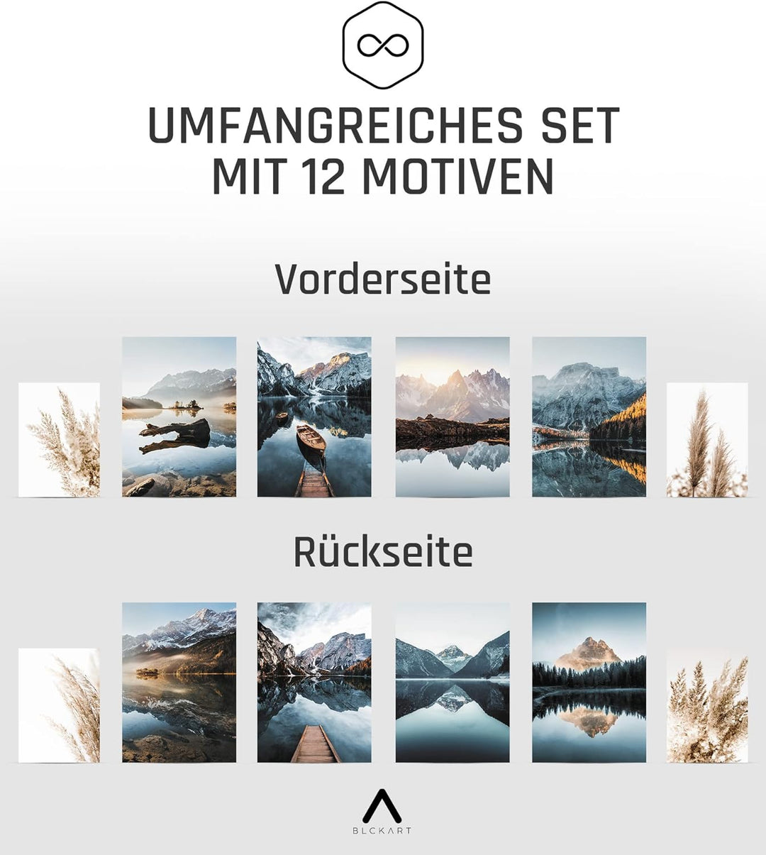 BLCKART Infinity Poster-Set Dreamy Mountains - beidseitig bedruckte Wandbilder - Premium Poster - Bi