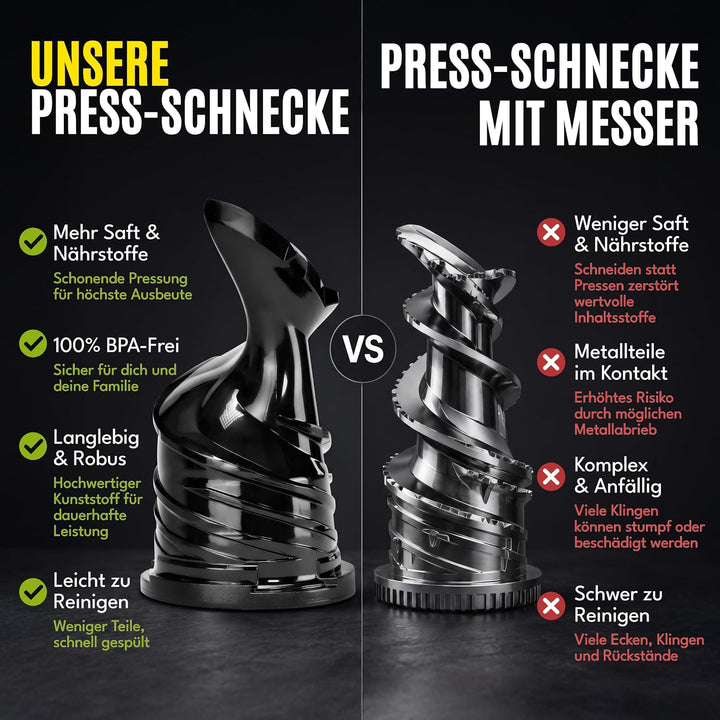 LEBENLANG Entsafter Slow Juicer - Inkl. Rezeptbuch &amp; Grosse 130mm Öffnung I Perfekt für Obst ganze F