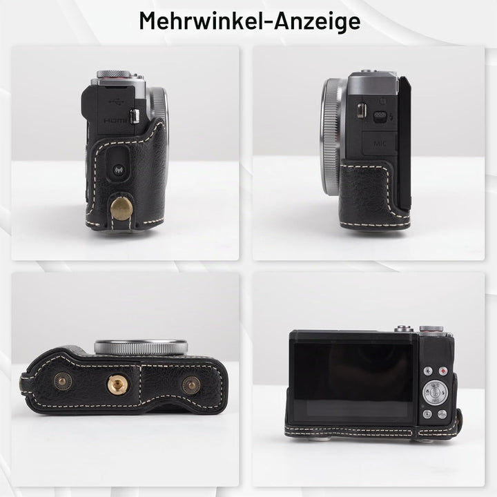Rieibi G7 X G7X II G7X III Hülle, Vintage Leder Kameratasche für Canon PowerShot G7X G7X Mark II G7X