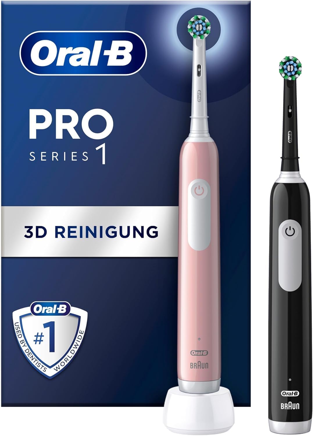 Oral-B Pro Series 1 Elektrische Zahnbürste/Electric Toothbrush, Doppelpack, 2 Aufsteckbürsten, 3 Put