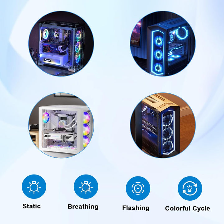 2-in-1 ARGB PWM Fan Hub mit Controller AYWHP 9 x 4Pin PWM Fan 5V 3Pin ARGB Ports Anschlüsse Kabellos
